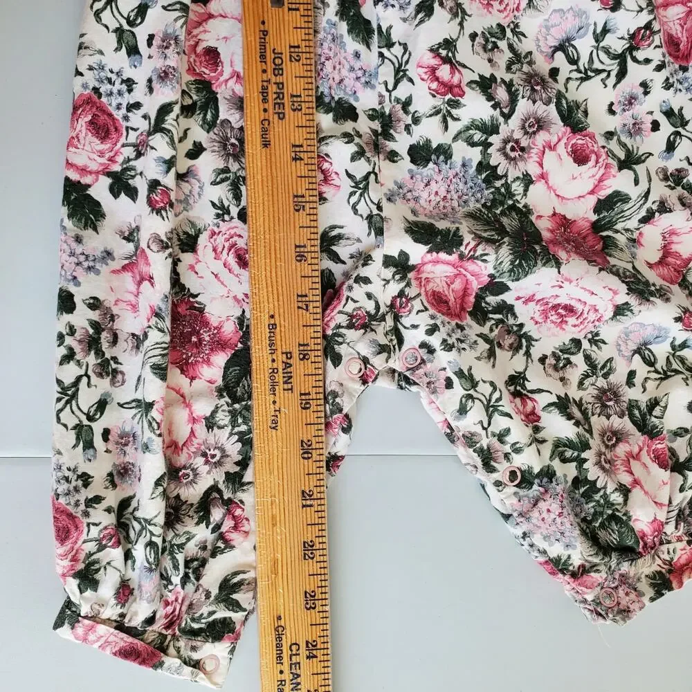 Vintage Floral Lace Baby Girl Romper 12 Mos Retro Cottage Shabby Chic Country